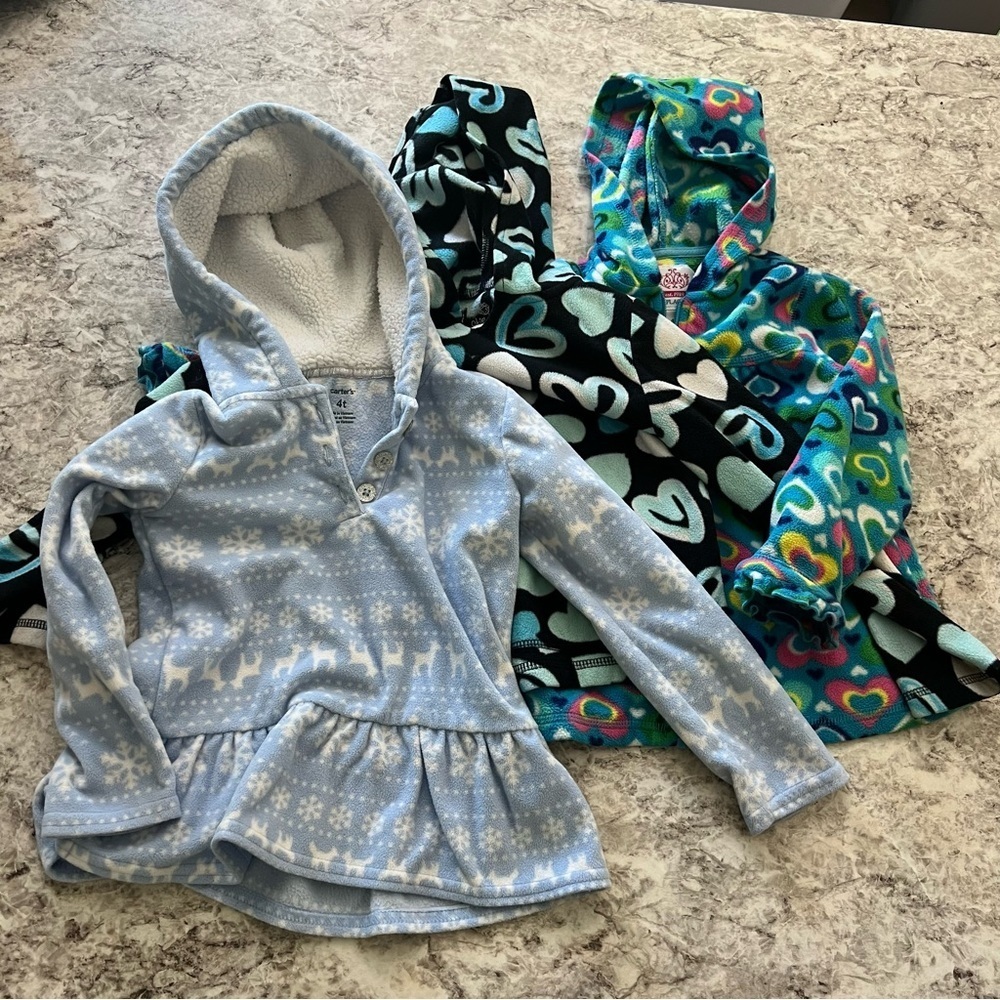 Childrens place 4T hooded sweatshirts girls colorful blue zip up carters bundle